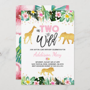 In Two The Wild Birthday Invitation Jungle Animals