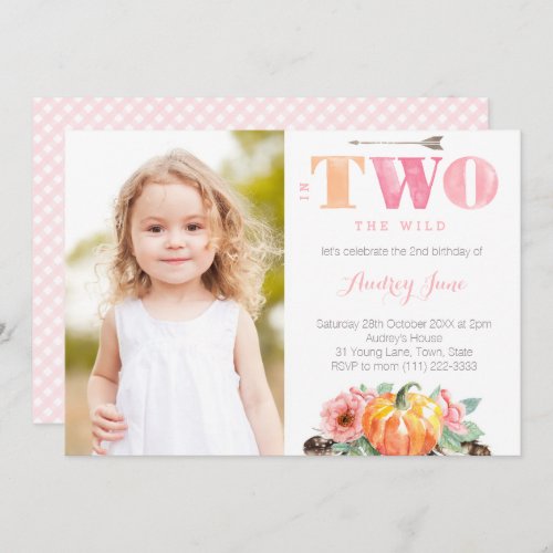 In TWO the Wild Boho Fall 2nd Birthday Party Invitation