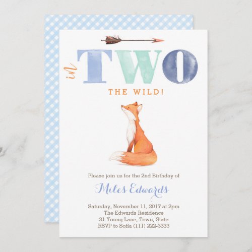 In TWO the woods Wild Fox 2nd Birthday for Boy Invitation
