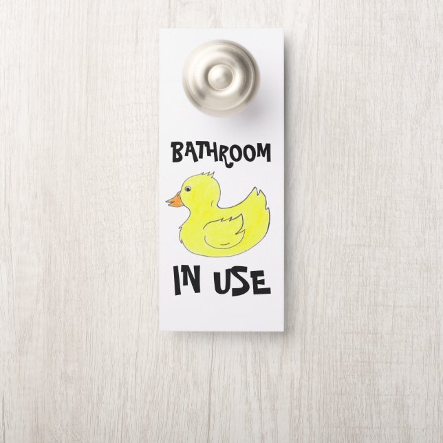 In Use / Vacant Yellow Rubber Ducky Bathroom Door Hanger (On Knob)
