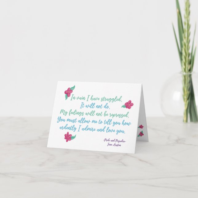 In Vain I Have Struggled - Jane Austen Love Card (Front)