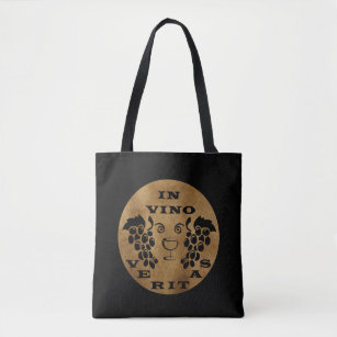 in vino veritas latin phrases about wine tote bag