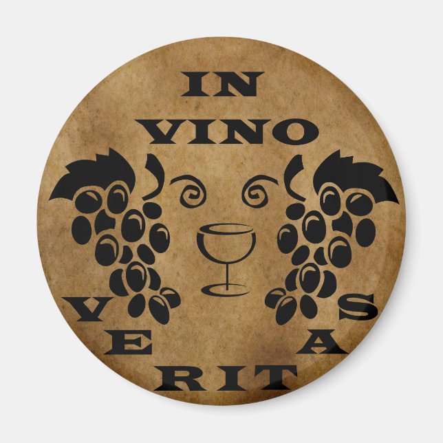In vino veritas wine quote magnet (Front)