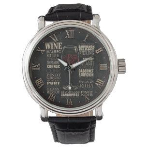 In Vino Veritas Wine Variety Typography Watch