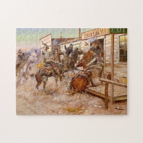 In Without Knocking 1909 by Charles M Russell Jigsaw Puzzle