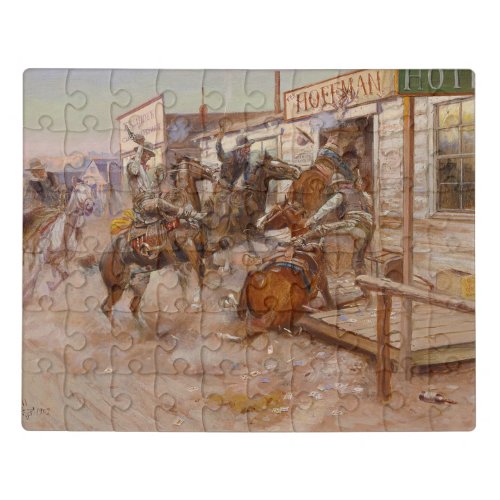 In Without Knocking by Charles M Russell Jigsaw Puzzle