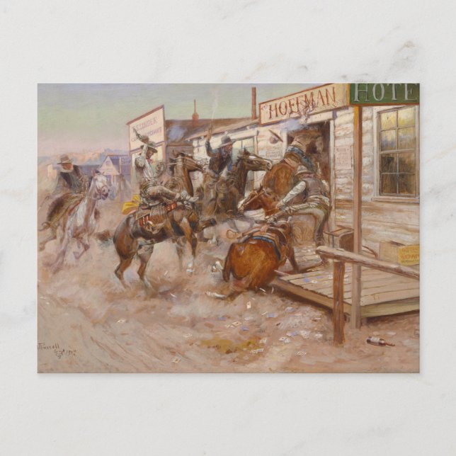In Without Knocking by Charles Marion Russell Postcard (Front)