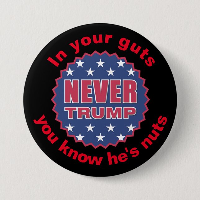 "In your guts you know he's nuts" Pinback Button (Front)