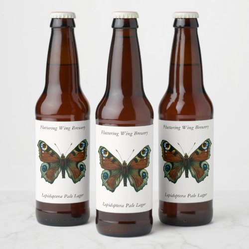 Inachis io _ The European Peacock Butterfly Beer Bottle Label