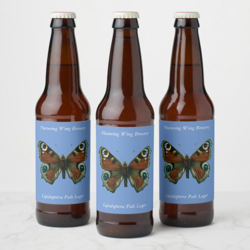 Inachis io _ The European Peacock Butterfly Beer Bottle Label