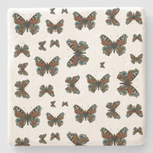 Inachis io _ The European Peacock Butterfly Stone Coaster