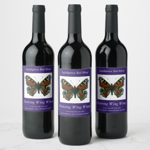 Inachis io _ The European Peacock Butterfly Wine Label