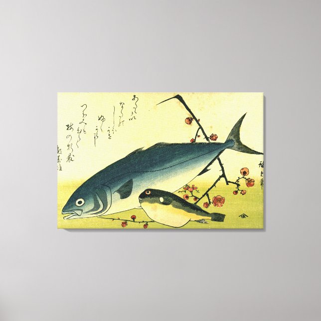 Inada & Fugu - Hiroshige's Japanese Fish Print (Front)