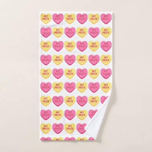 Inappropriate Conversation Candy Hearts Hand Towel