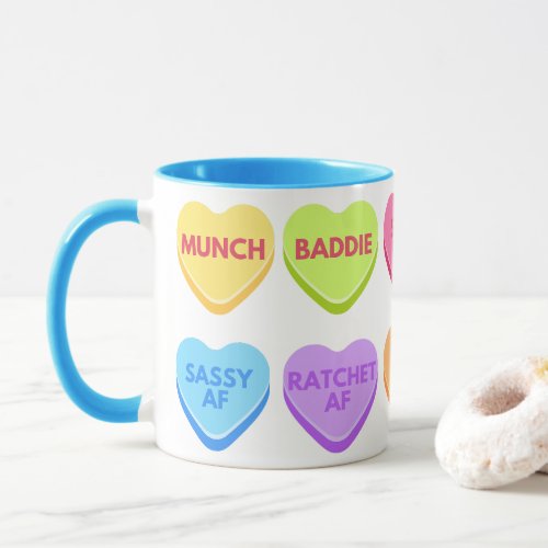Inappropriate Conversation Candy Hearts Mug