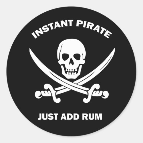 Inatant Pirate Add Rum Black Sticker