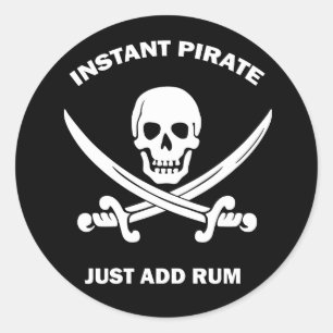 Inatant Pirate Add Rum Black Sticker