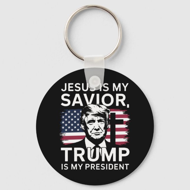 Inauguration 2025 Jesus And Trump  Keychain (Front)