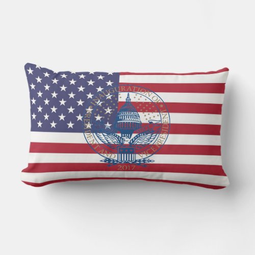 Inauguration Donald Trump Logo American Flag USA Lumbar Pillow