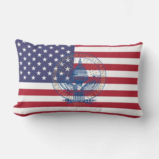 Inauguration Donald Trump Logo American Flag USA Lumbar Pillow (Front)