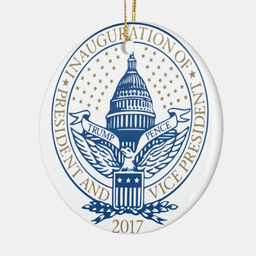Inauguration Donald Trump Mike Pence 2017 Logo USA Ceramic Ornament