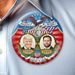 Inauguration Victory - Donald Trump JD Vance Button<br><div class="desc">Trump Vance 2024 Victory Button - A vintage collectible button with the Inauguration date of January 20, 2025. The commemorative button includes a photo of both Donald Trump and JD Vance surrounded by flags and a bald eagle and the words President and Vice President in a waving banner across the...</div>