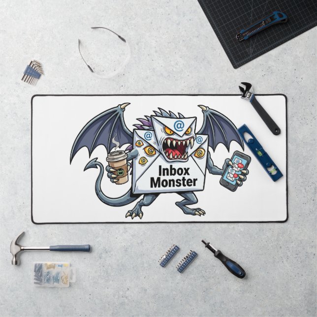 Inbox Monster Email Overload Funny Graphic Desk Mat (Workstation)