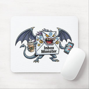 Inbox Monster Email Overload Funny Graphic Mouse Pad