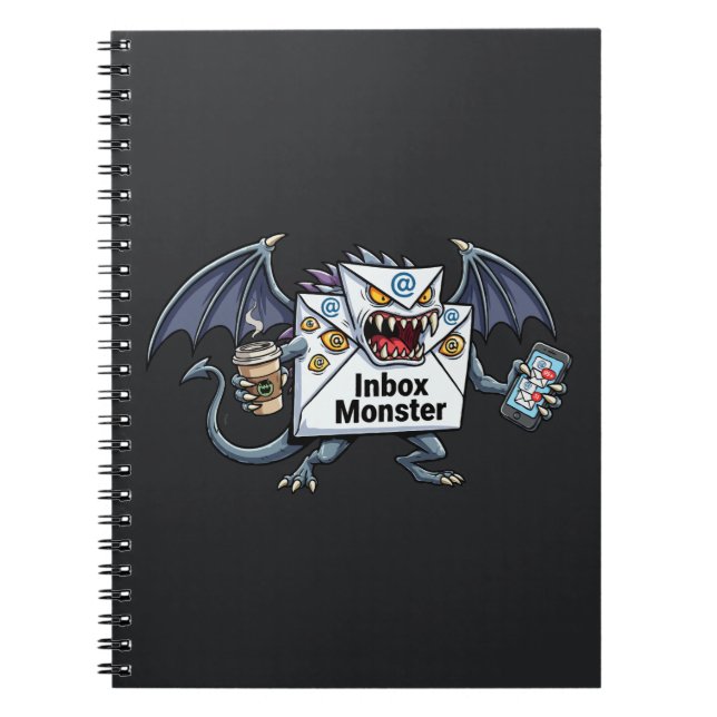 Inbox Monster Email Overload Funny Graphic Notebook (Front)