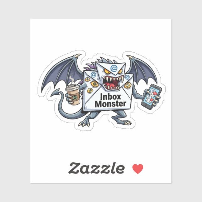 Inbox Monster Email Overload Funny Graphic Sticker (Sheet)
