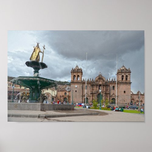 Inca Emperor Pachacuti Statue Cusco Peru Poster
