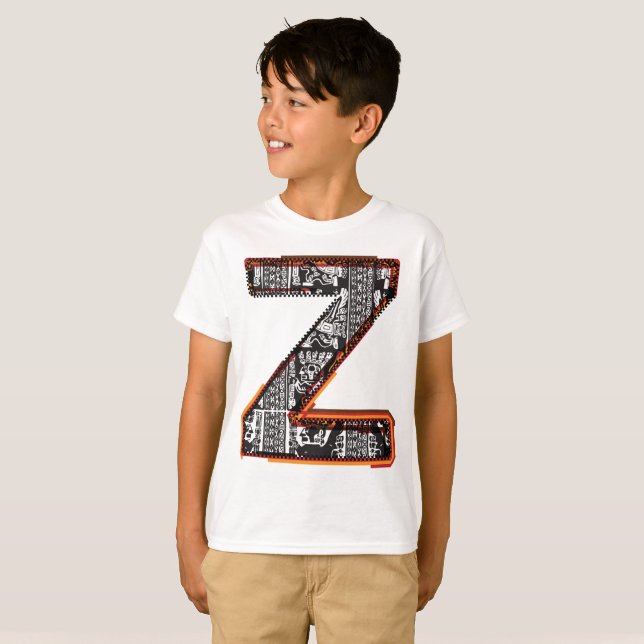 Inca Letter Z Artistic Font T-Shirt (Front Full)