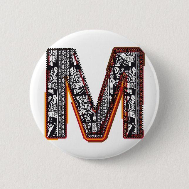 Inca`s font, Letter M Pinback Button (Front)