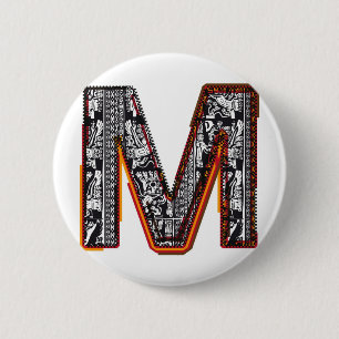 Inca`s font, Letter M Pinback Button