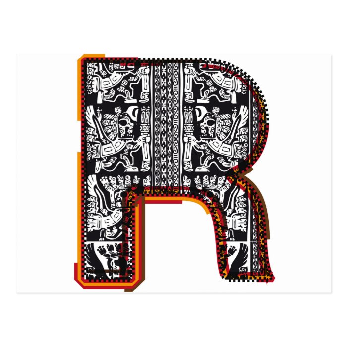 Inca`s font, Letter R Postcard