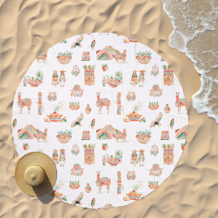 Inca Spirit Cute Illustrated Peru Beach Towel