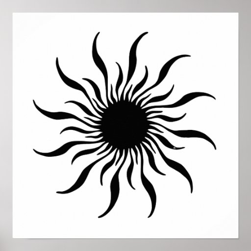 Inca Sun Black/White Poster | Zazzle