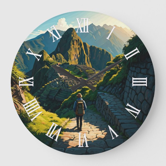 Inca Trail Peru Machu Picchu Hike Large Clock (Front)
