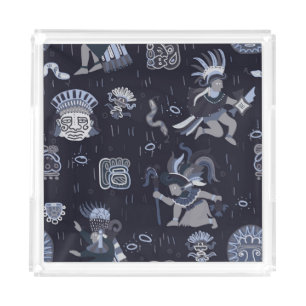 Incan Culture: Seamless Graphic Pattern Acrylic Tray
