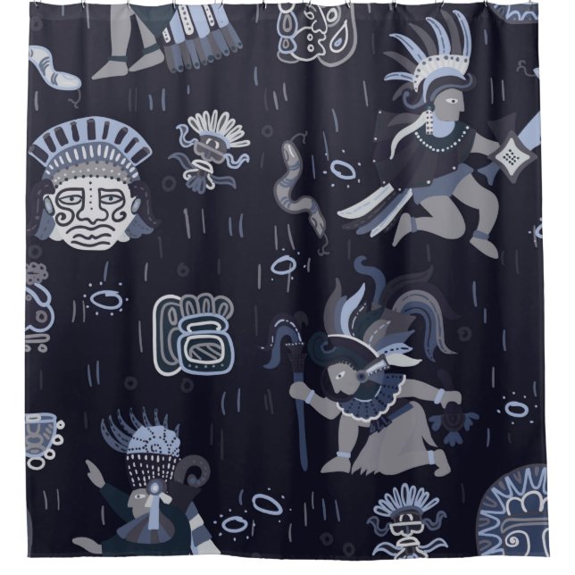 Incas pattern seamless design graphic shower curtain (Front)