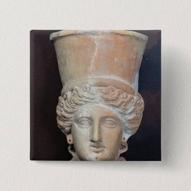 Incense burner of the head of a female pinback button (Front)