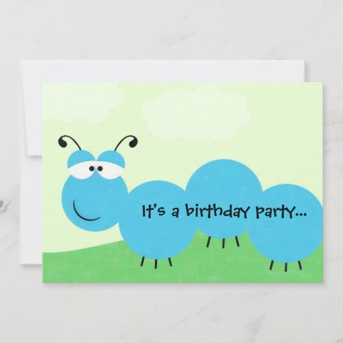 Inch Worm It's a Party Birthday Party Invitation