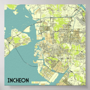 Incheon, South Korea map Poster