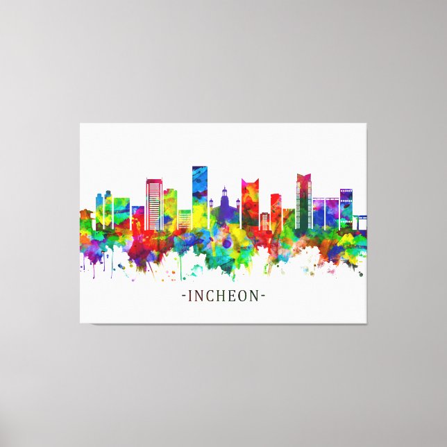 Incheon South Korea Skyline Canvas Print (Front)