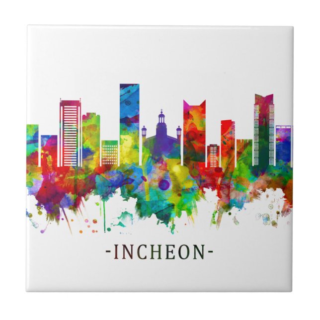 Incheon South Korea Skyline Ceramic Tile (Front)