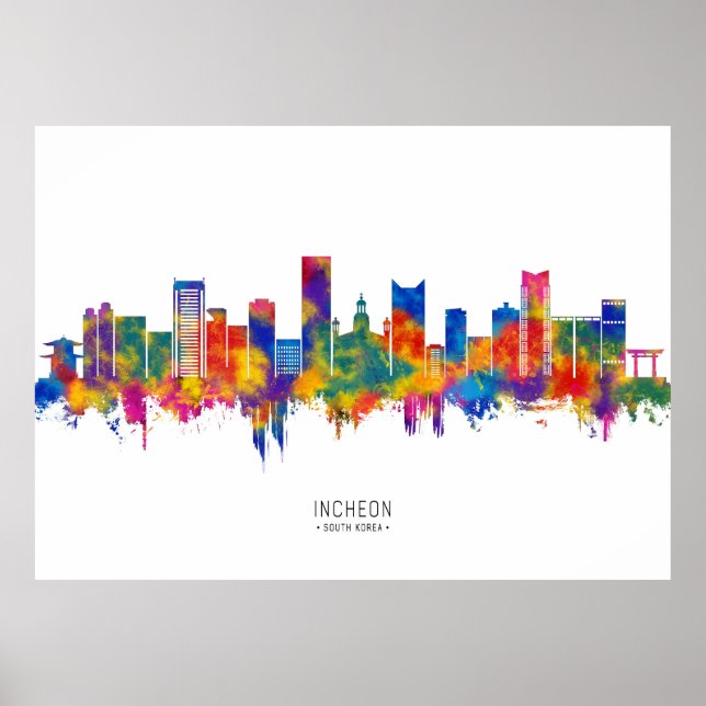 Incheon South Korea Skyline Poster (Front)