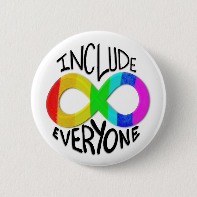 Include Everyone Rainbow Infinity Symbol  Button (Front)
