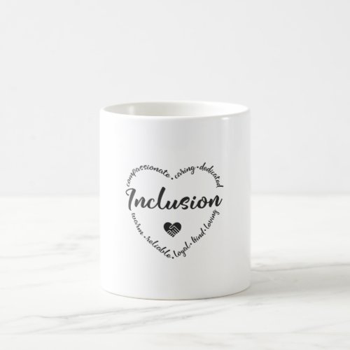 Inclusion diversity heart coffee mug
