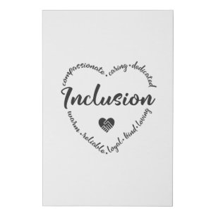 Inclusion, diversity heart faux canvas print