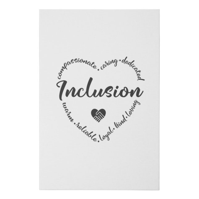 Inclusion, diversity heart faux canvas print (Front)